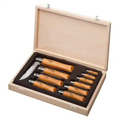 OPINEL kolekcia vreckových nožov Tradition Carbon (C), buk, v drevenej krabičke