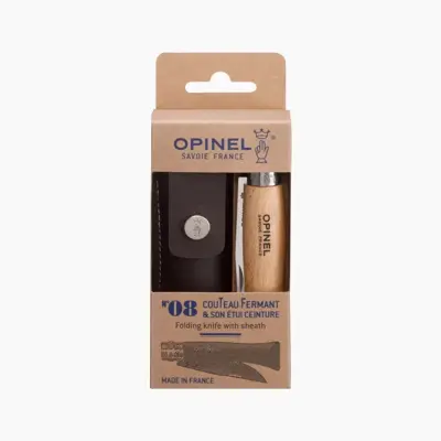OPINEL Tradition Classique No.08 (S) vreckový nôž, buk, s koženým puzdrom, v darčekovej krabičke