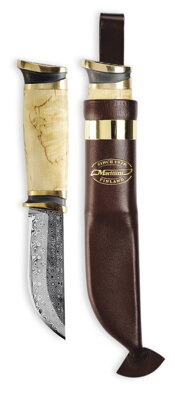 Marttiini Damascus poľovnícky nož s koženým púzdrom